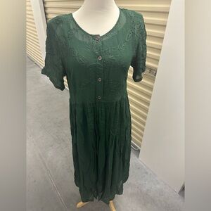 Vintage Green Witchy Midi Dress
